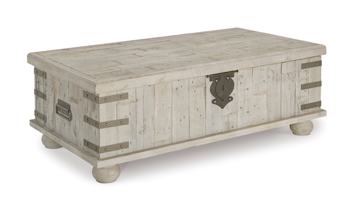 Ashley  Carynhurst Lift Top Coffee Table in White Wash Gray-Jennifer Furniture