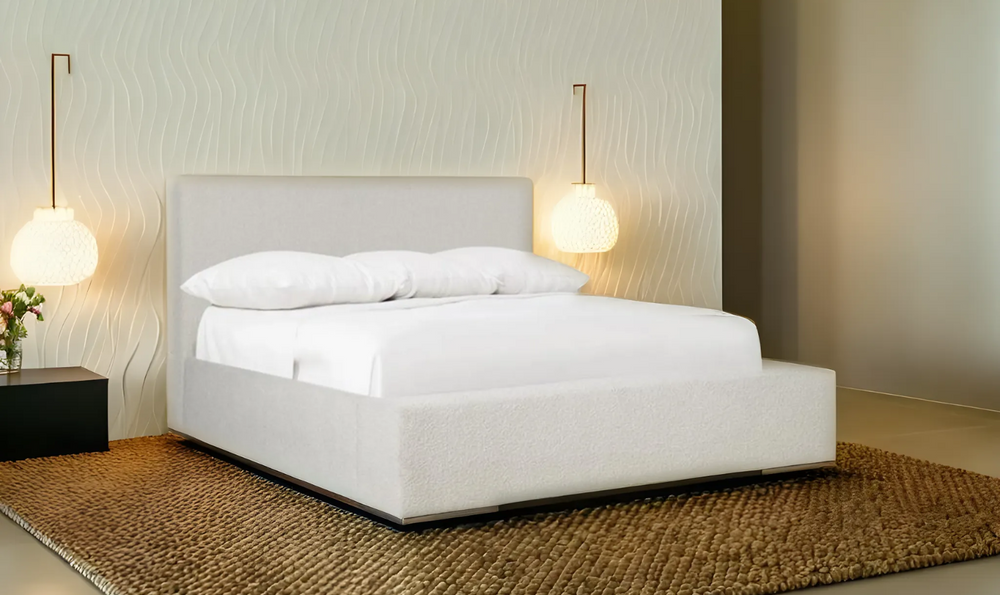 Bernhardt Dunhill Beige Deep Fabric Upholstered Wood Panel Bed-Jennifer Furniture