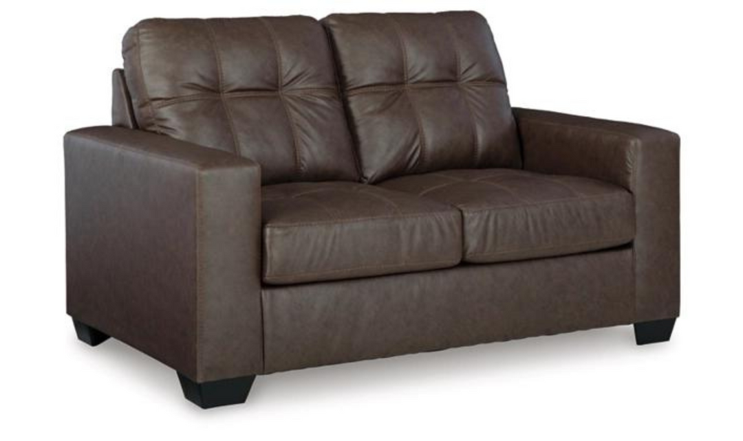 Barlin Mills Leather Loveseat with Track Arms