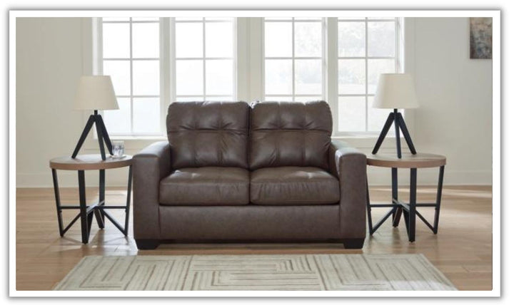 Barlin Mills Leather Loveseat with Track Arms