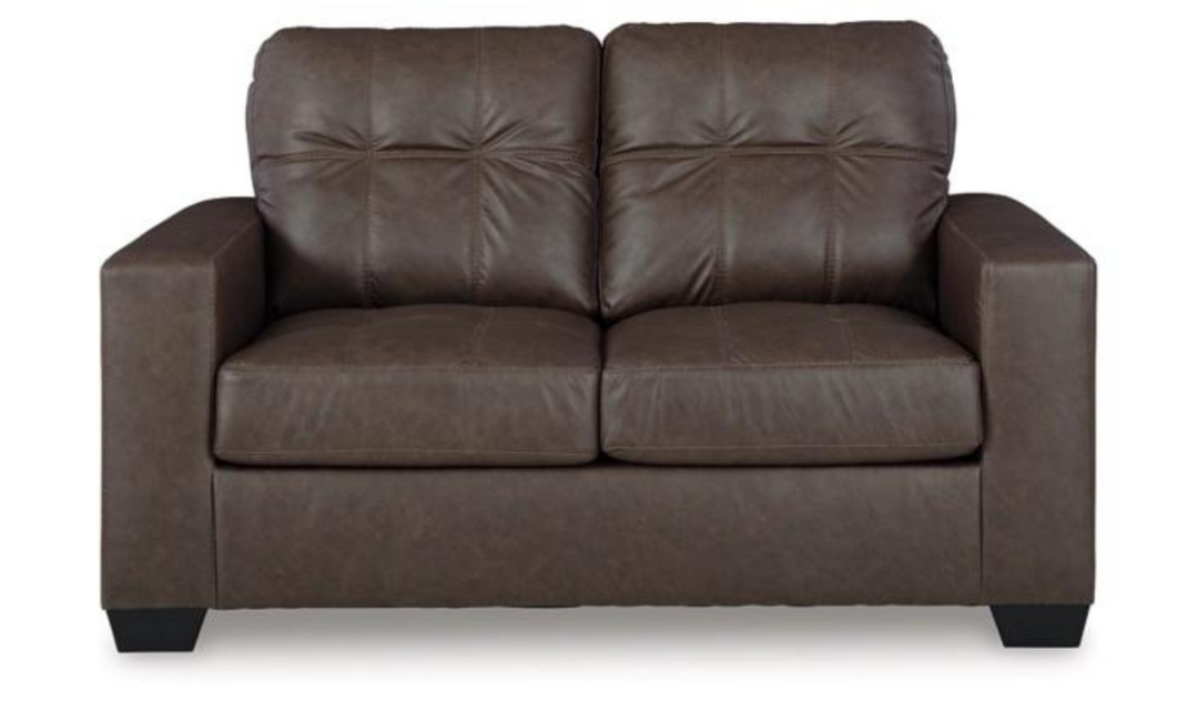Barlin Mills Leather Loveseat with Track Arms
