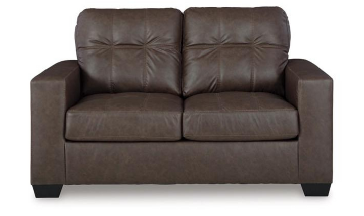 Barlin Mills Leather Loveseat with Track Arms