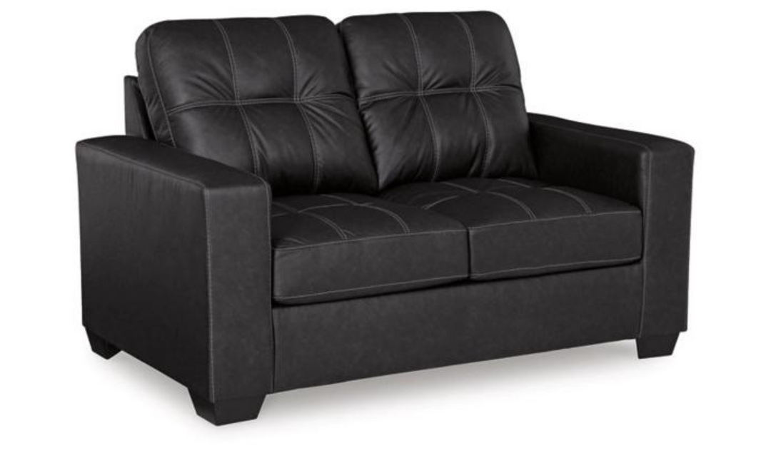 Barlin Mills Leather Loveseat with Track Arms