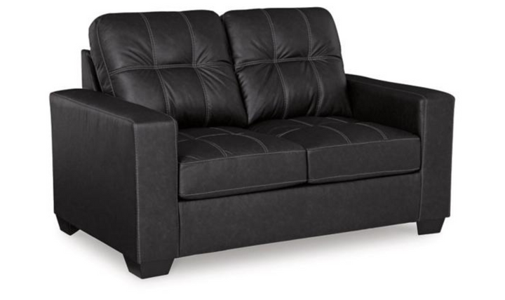 Barlin Mills Leather Loveseat with Track Arms