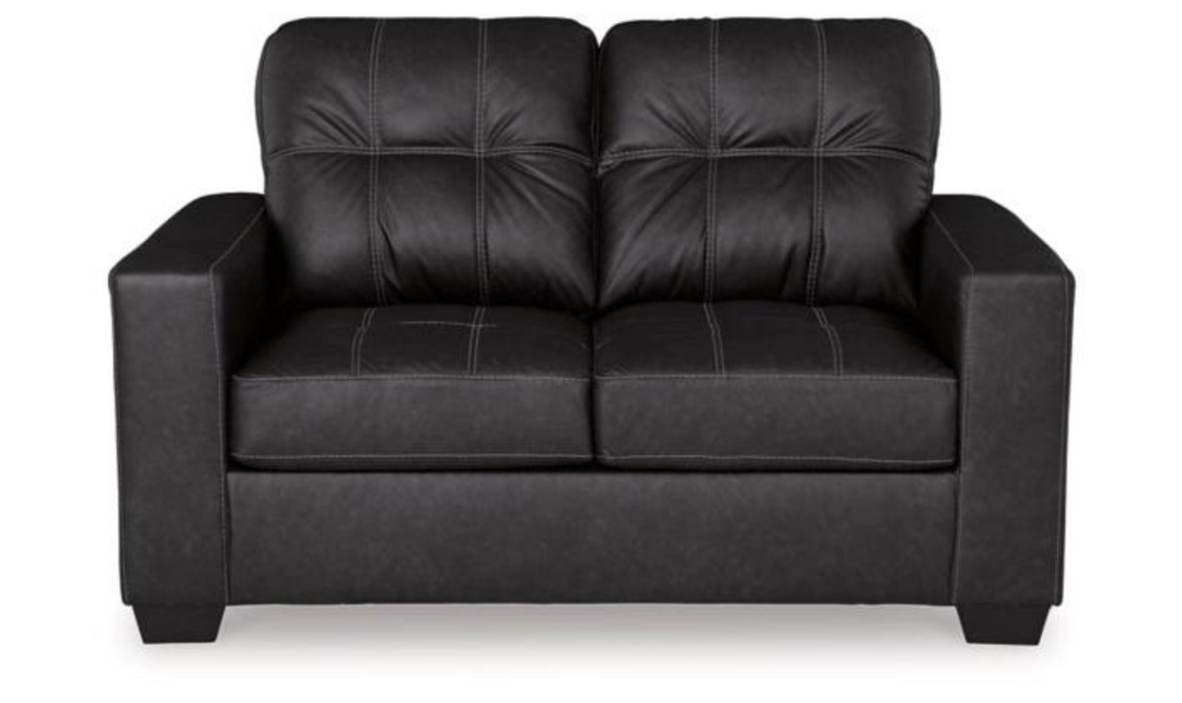 Barlin Mills Leather Loveseat with Track Arms
