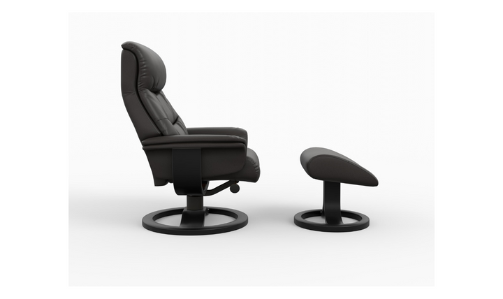 Fjords Bergen R Leather Manual Swivel Recliner Chair with Footstool in Two Sizes-Jennifer Furniture