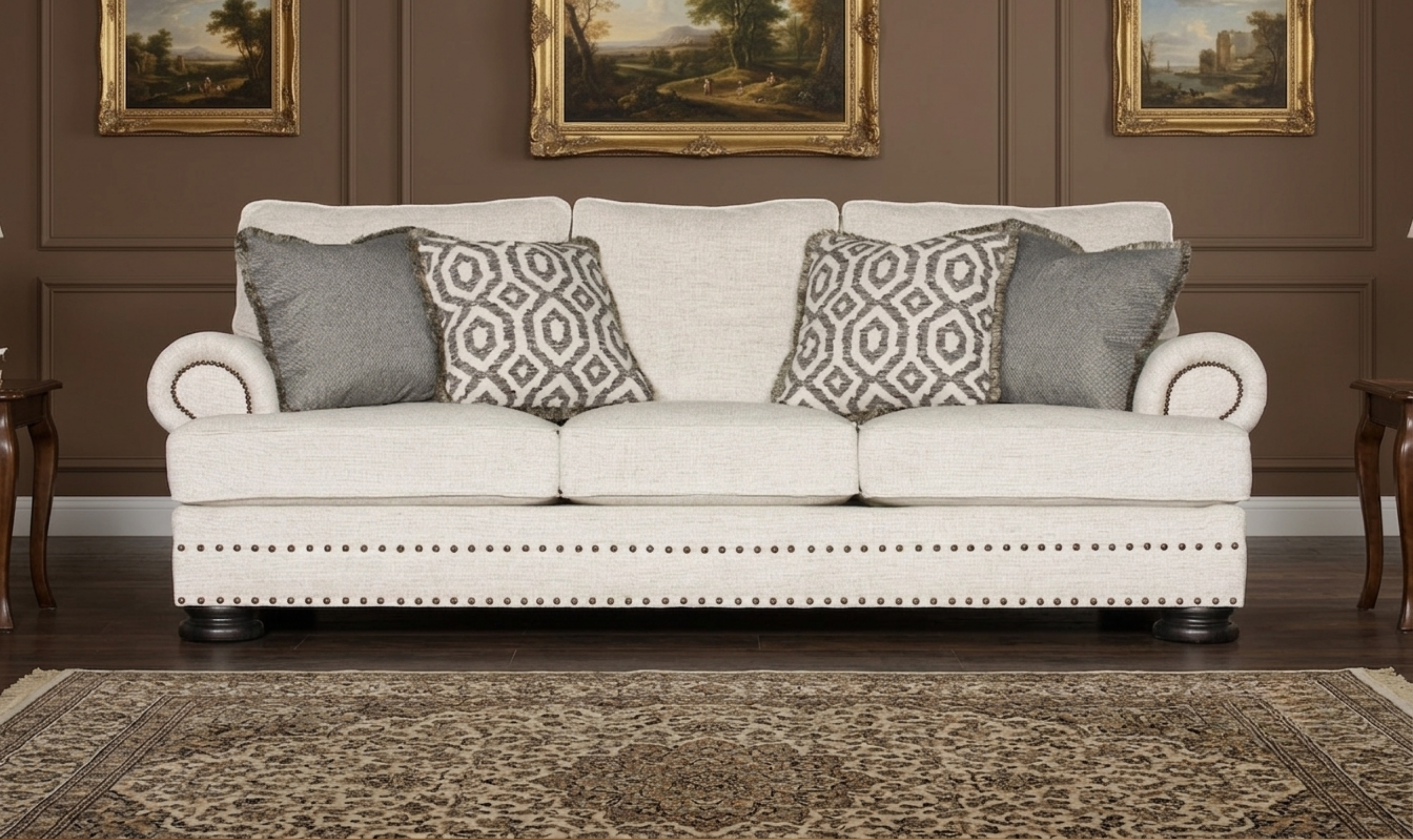 Bernhardt Foster 3 Seater Sofa With Rolled Arms – Jennifer Furniture