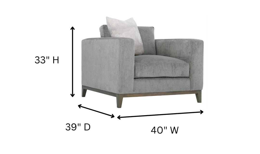 Bernhardt Noel Fabric Gray Chair with Feather Down Cushion & Accent Throw Pillow