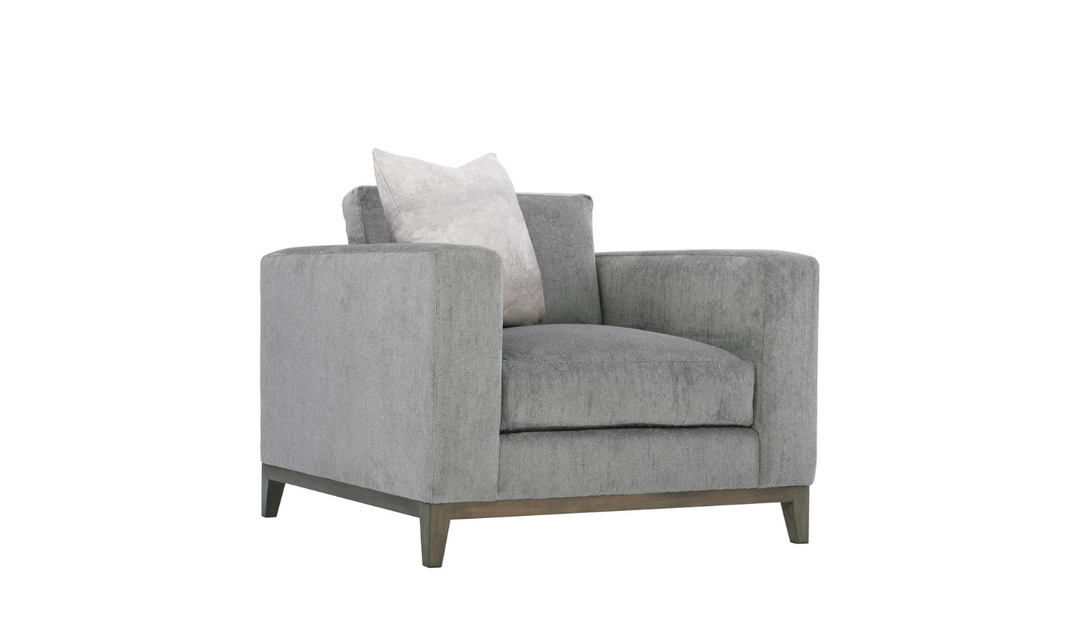 Bernhardt Noel Fabric Gray Chair with Feather Down Cushion & Accent Throw Pillow