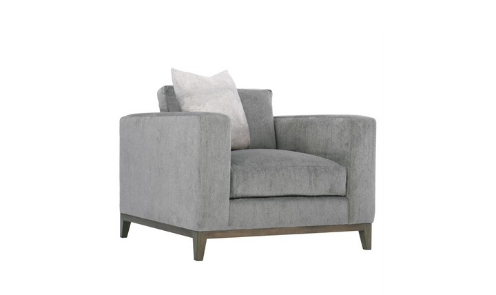 Bernhardt Noel Fabric Gray Chair with Feather Down Cushion & Accent Throw Pillow