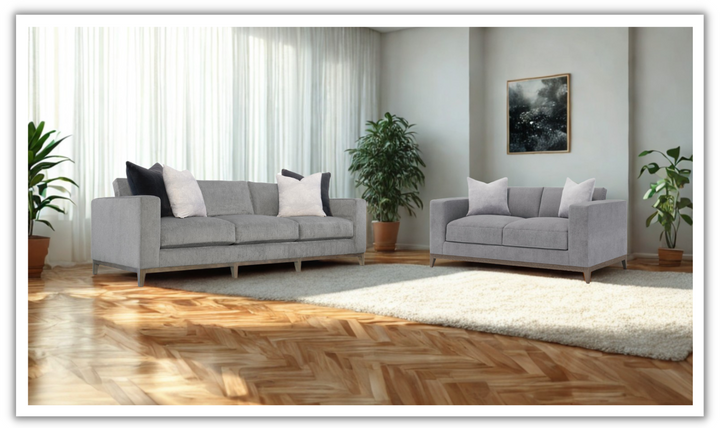 Bernhardt Noel Fabric Gray Living Room Set with Feather Down Cushion & Accent Throw Pillow-jennifer furniture