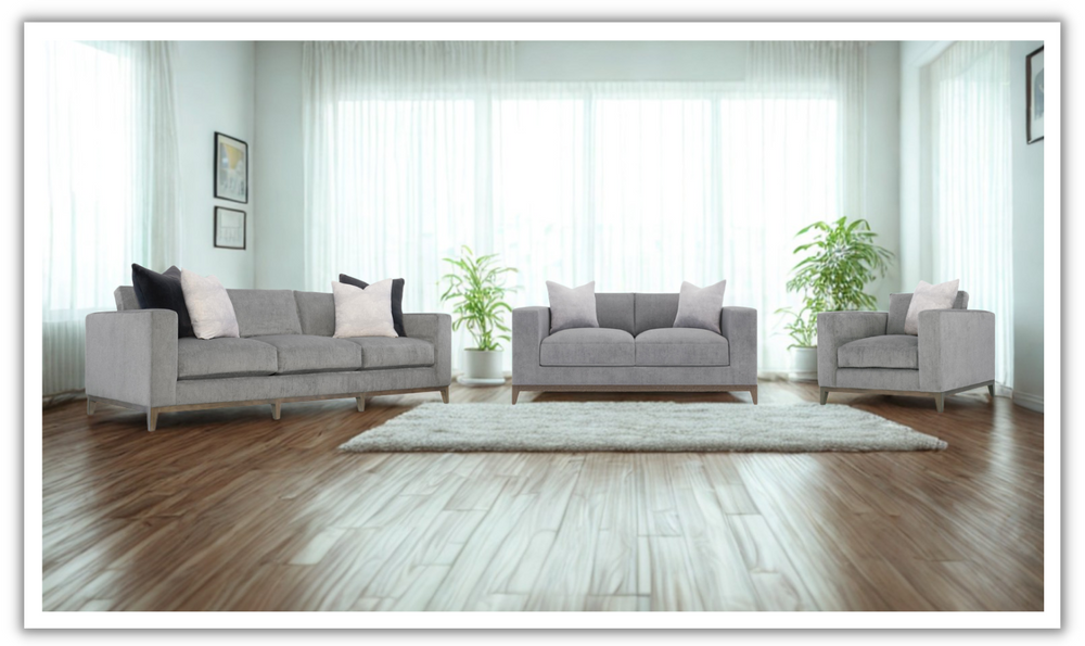 Bernhardt Noel Fabric Gray Living Room Set with Feather Down Cushion & Accent Throw Pillow-jennifer furniture