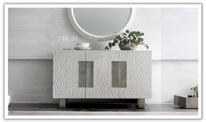 Bernhardt Solaria Wood Buffet with Metal Base + Case Aluminum Legs