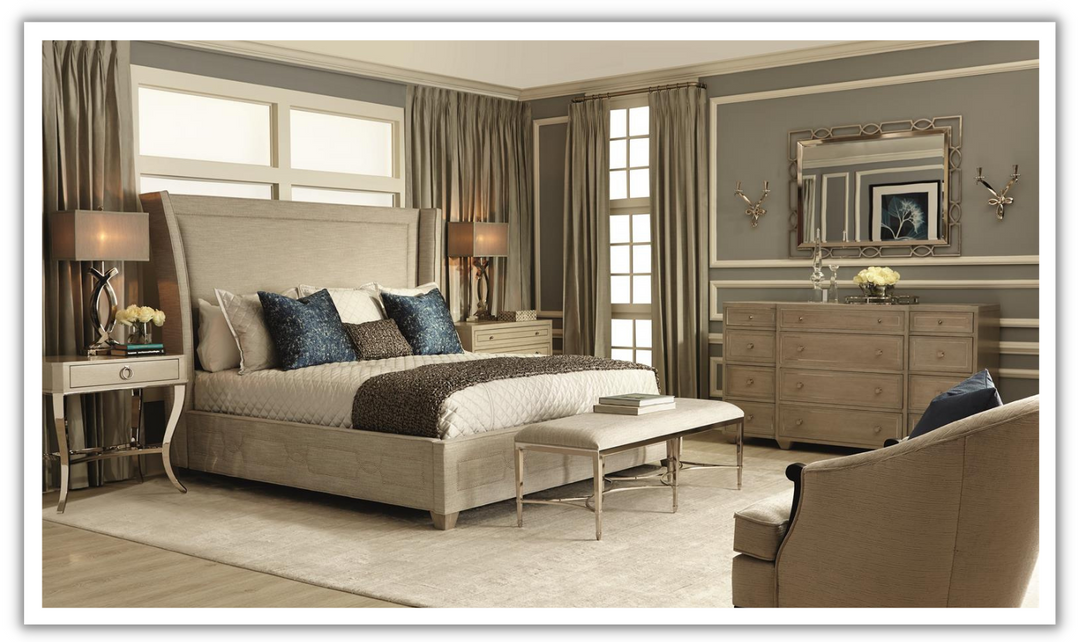 Bernhardt Criteria King-sized Upholstered Bed with Wingback Headboard-jennifer furniture
