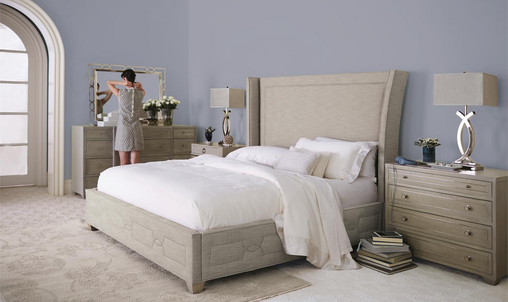 Bernhardt Criteria King-sized Upholstered Bed with Wingback Headboard-jennifer furniture