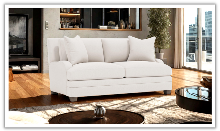 Bernhardt Rollins Light Gray Fabric Loveseat with 2 Accent Pillow-jennifer furniture