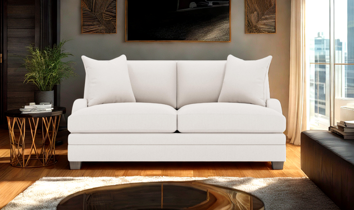 Bernhardt Rollins Light Gray Fabric Loveseat with 2 Accent Pillow-jennifer furniture