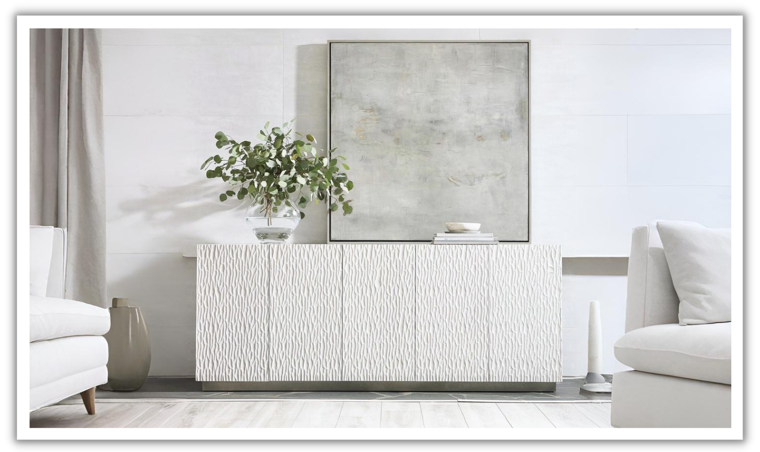 さーんJORNAL STANDARD FURNITURE ボニラグ Bernhardt Solaria Entertainment Gray Credenza with Storage