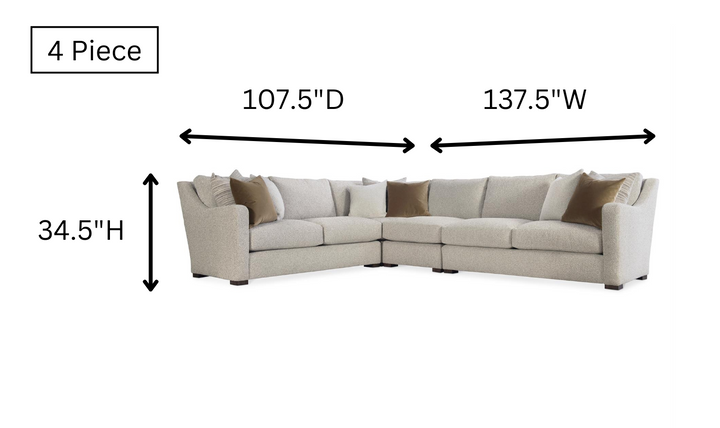 Bernhardt Ventura Fabric Sectional Sofa with Feather Down Cushions