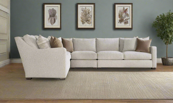 Bernhardt Ventura Fabric Sectional Sofa with Feather Down Cushions