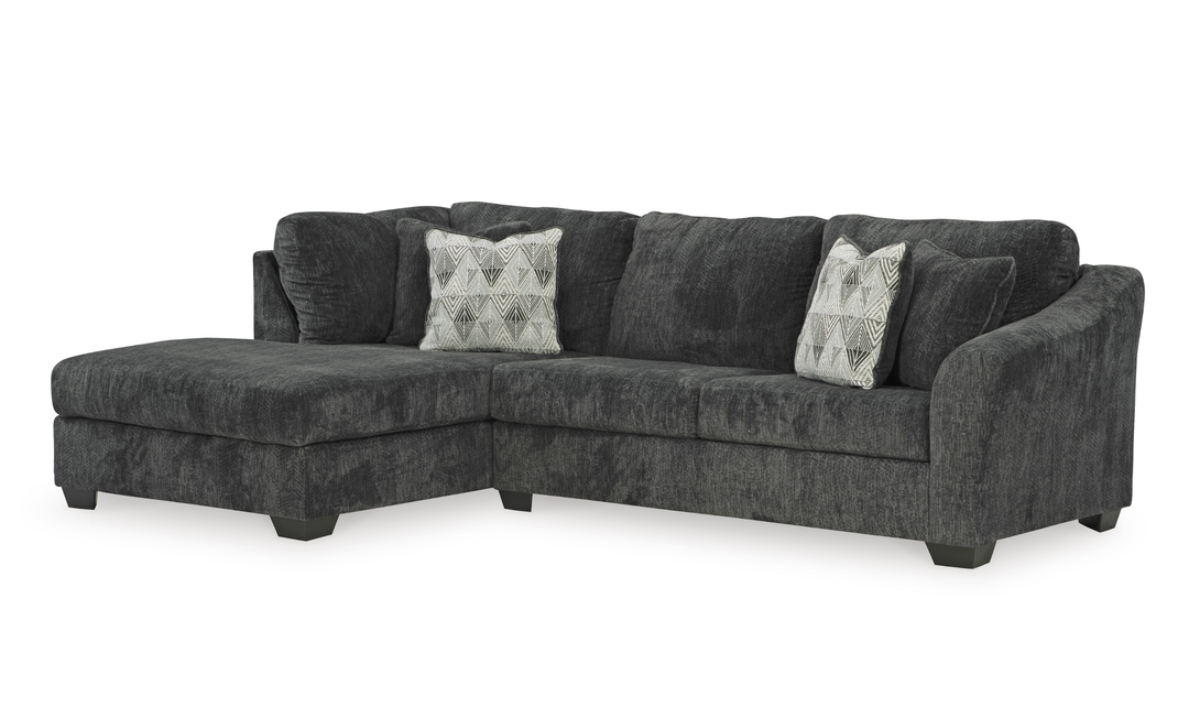 Biddeford 2-Piece Fabric Sleeper Sectional With Chaise In Shadow