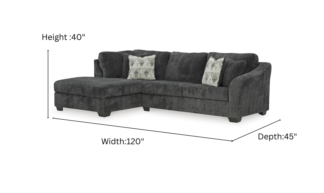 Biddeford 2-Piece Fabric Sleeper Sectional With Chaise In Shadow