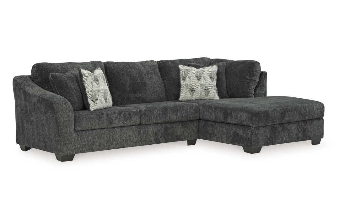 Biddeford 2-Piece Fabric Sleeper Sectional With Chaise In Shadow