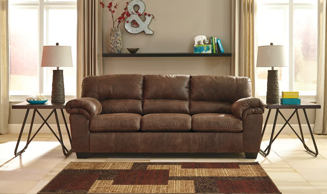 Modern Heritage Bladen 3-Seater Faux Leather Sofa With Cushion Arms