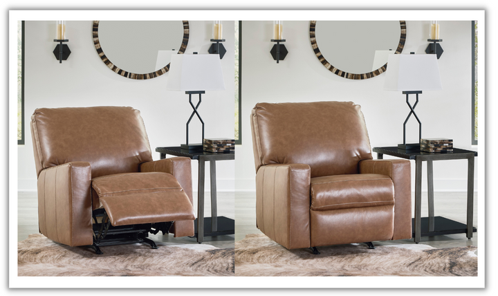 Modern Heritage Bolsena Rocking Leather Recliner In Caramel