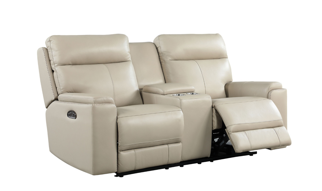 Bryant Leather Power Reclining Loveseat With Console