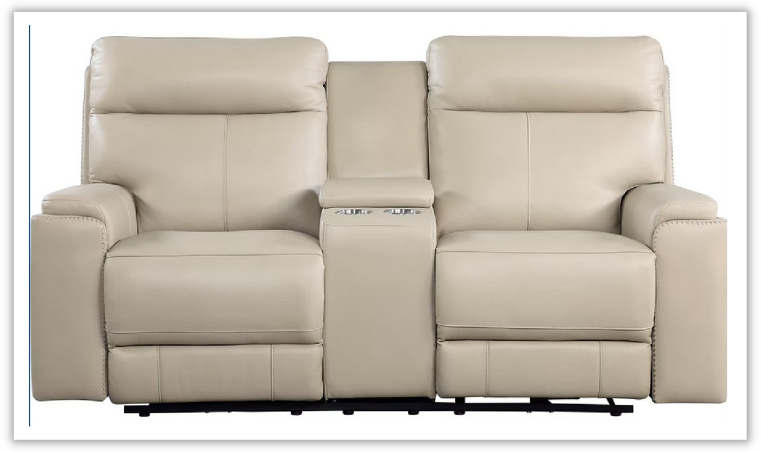 Bryant Leather Power Reclining Loveseat With Console