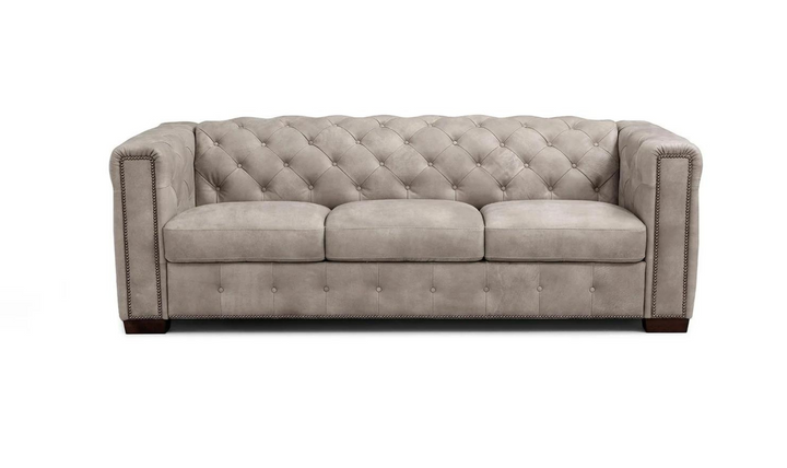 Callas 3-Seater Leather Queen Sleeper Sofa in Beige