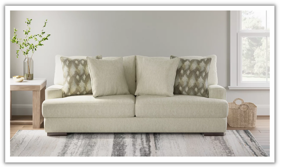 Caretti 3-Seater Fabric Sofa In Parchment