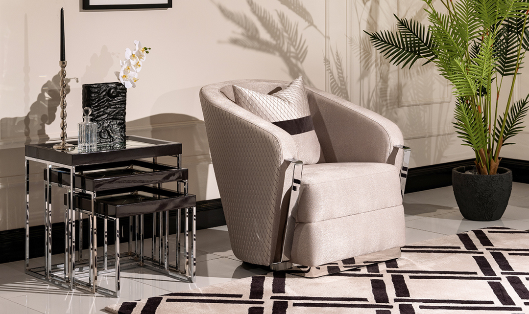 Carmela Accent Chair With Metal Bands