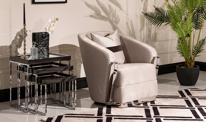 Carmela Accent Chair With Metal Bands
