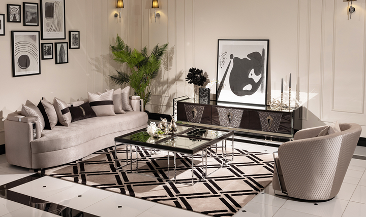 Carmela Accent Chair With Metal Bands