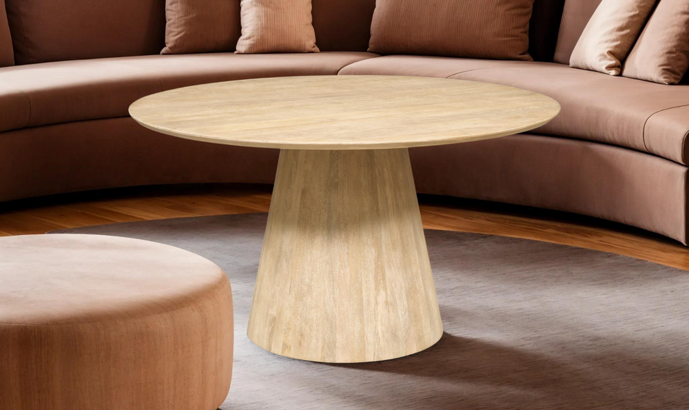 Casablanca Wooden Round Dining Table in Natural White-Jennifer Furniture