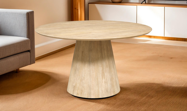 Casablanca Wooden Round Dining Table in Natural White-Jennifer Furniture