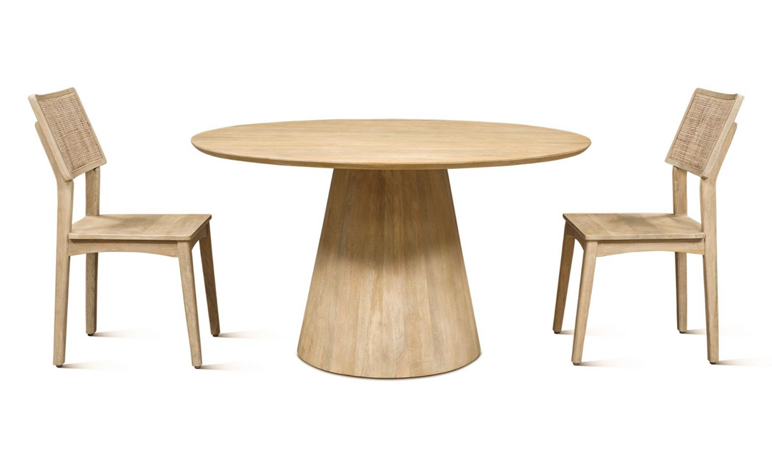 Casablanca Wooden Round Dining Table in Natural White-Jennifer Furniture