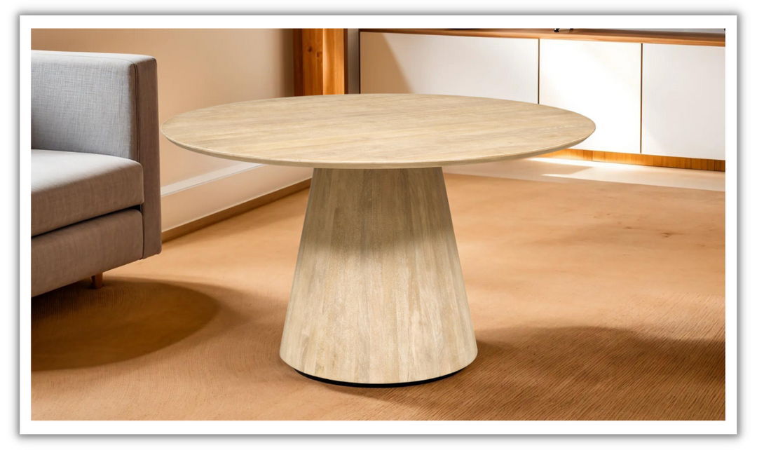 Casablanca Wooden Round Dining Table in Natural White-Jennifer Furniture