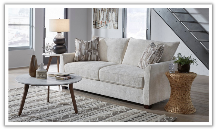 Collins Loveseat in White With Clean Lines