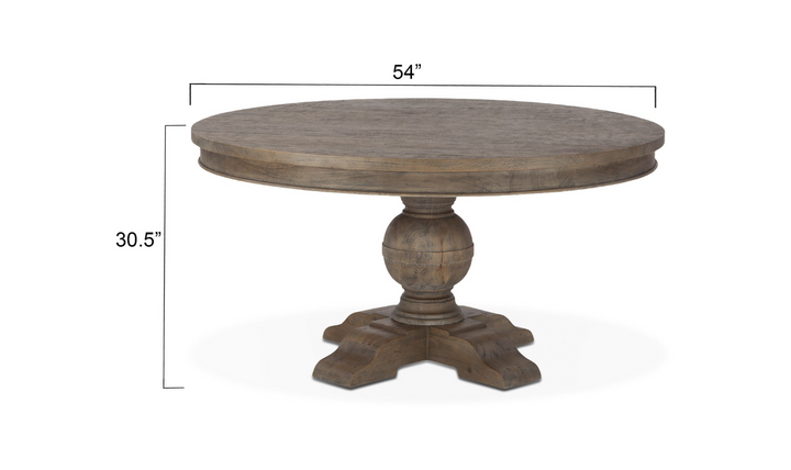 Colonial Plantation Round Dining Table in Weathered Teak-Jennifer Furniture