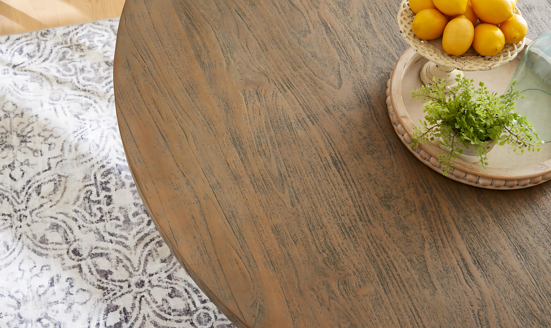 Colonial Plantation Round Dining Table in Weathered Teak-Jennifer Furniture