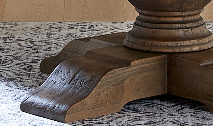 Colonial Plantation Round Dining Table in Weathered Teak-Jennifer Furniture
