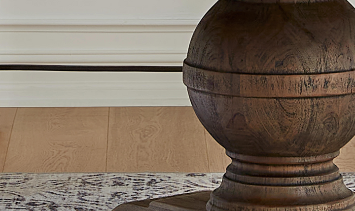 HTD Colonial Plantation Round Dining Table in Weathered Teak Finish