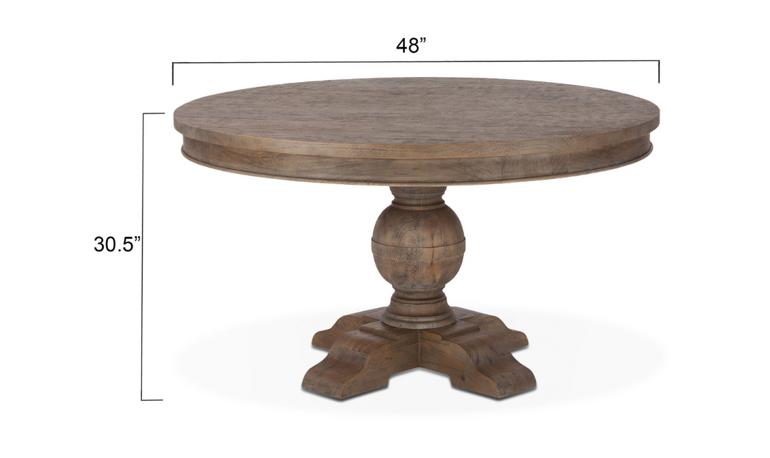 Colonial Plantation Round Dining Table in Weathered Teak-Jennifer Furniture