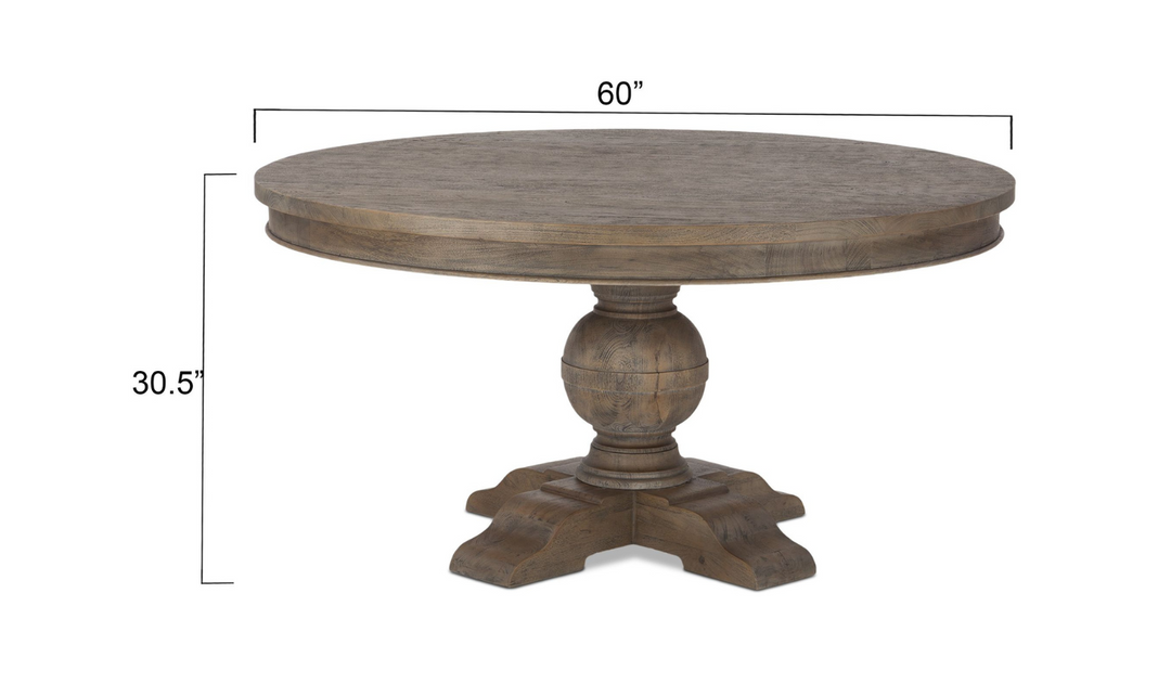 Colonial Plantation Round Dining Table in Weathered Teak-Jennifer Furniture