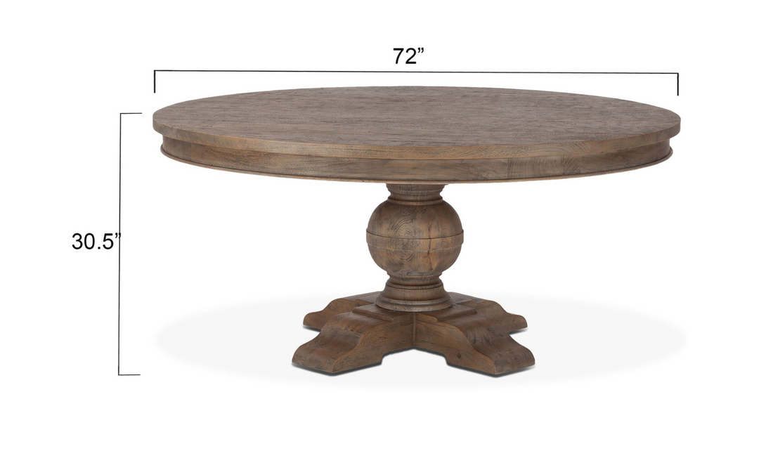 Colonial Plantation Round Dining Table in Weathered Teak-Jennifer Furniture