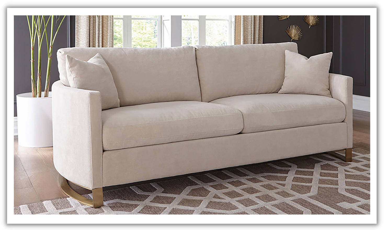Buy Coaster Corliss 3-Seater Fabric Sofa Recessed Arms in Beige