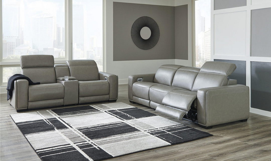Modern Heritage Correze 3-Seater Leather Grey Power Reclining Sofa